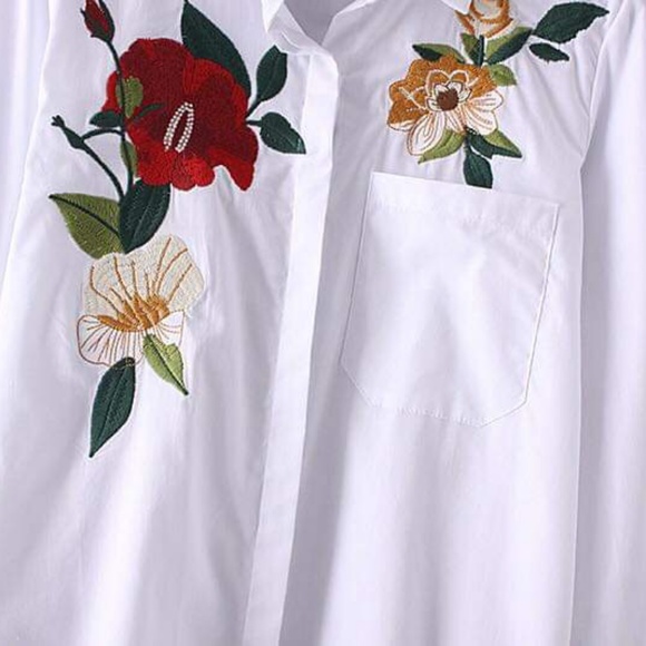 Women Shirt Flower Embroidery - Picture 4 of 4